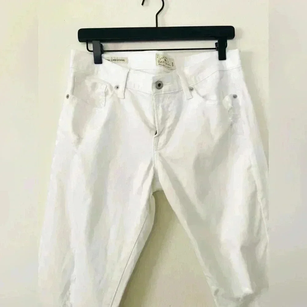 Lucky brand sienna slim boyfriend white denim jeans